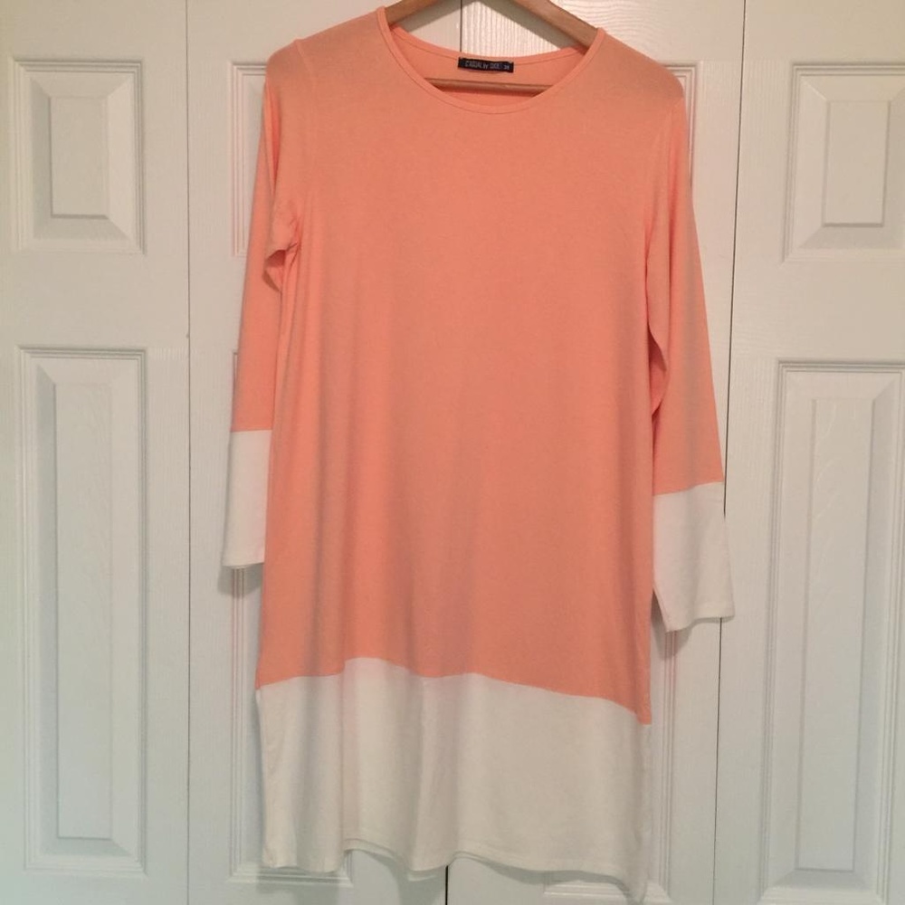 SALMON Color LONG SLEEVE DRESS/TUNIC